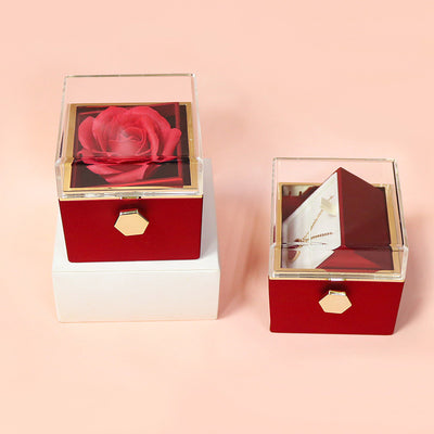 Rotating Soap Flower Rose Gift Box Creative Rotating Rose Jewelry Packaging Box Valentine's Day Gift For Women.