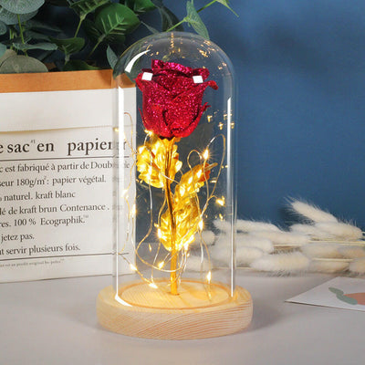 Valentines Day Gift  For Girlfriend Eternal Rose Flowers LED Light In Glass Cover Day Wedding Decoration Favors Mother Day Female Gift  Gift.