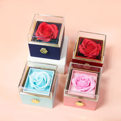 Rotating Soap Flower Rose Gift Box Creative Rotating Rose Jewelry Packaging Box Valentine's Day Gift For Women.