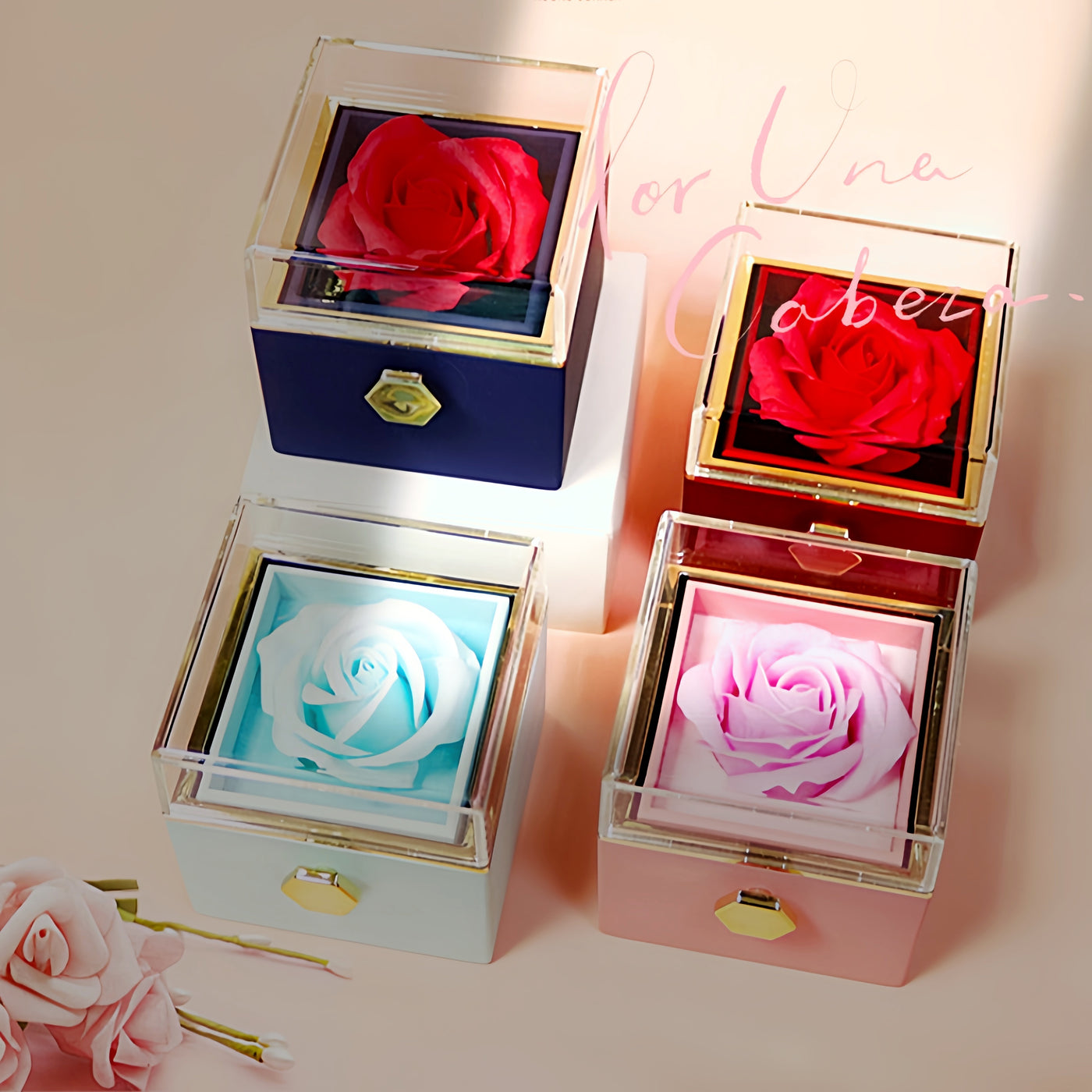 Rotating Soap Flower Rose Gift Box Creative Rotating Rose Jewelry Packaging Box Valentine's Day Gift For Women.