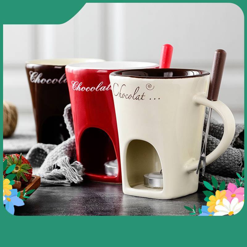 Fondue Mug Set Personal Mini Fondue Pots Chocolate Cheese Ice Cream Fondue Maker Kit Individual Butter Melter Cup Small Warmer Kitchen Gadgets.