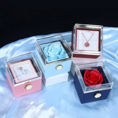 Rotating Soap Flower Rose Gift Box Creative Rotating Rose Jewelry Packaging Box Valentine's Day Gift For Women.