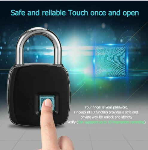 Fingerprint padlock smart lock anti-theft door lock outdoor door padlock luggage lock fingerprint padlock.