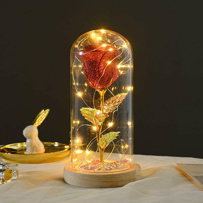 Valentines Day Gift  For Girlfriend Eternal Rose Flowers LED Light In Glass Cover Day Wedding Decoration Favors Mother Day Female Gift  Gift.