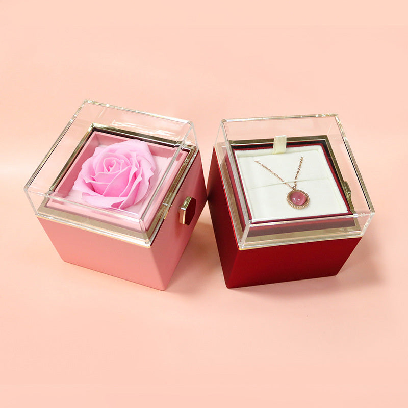 Rotating Soap Flower Rose Gift Box Creative Rotating Rose Jewelry Packaging Box Valentine's Day Gift For Women.