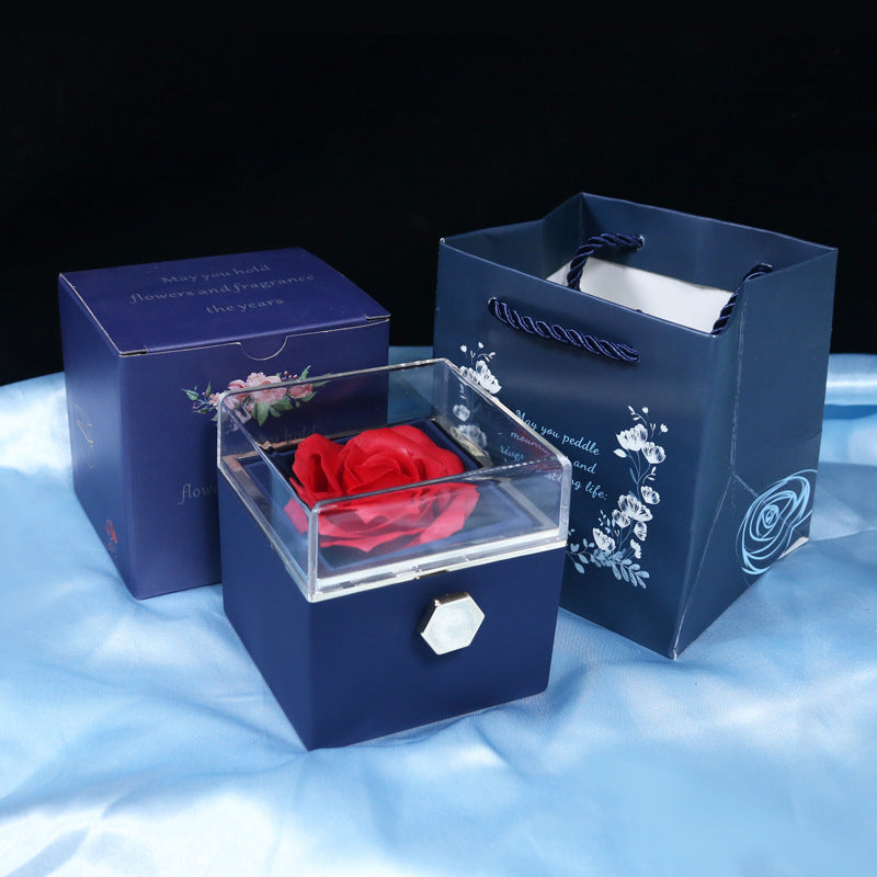 Rotating Soap Flower Rose Gift Box Creative Rotating Rose Jewelry Packaging Box Valentine's Day Gift For Women.