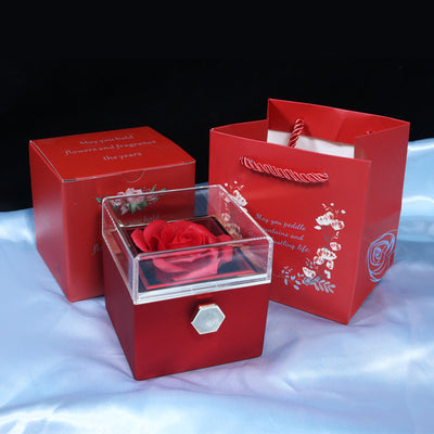 Rotating Soap Flower Rose Gift Box Creative Rotating Rose Jewelry Packaging Box Valentine's Day Gift For Women.