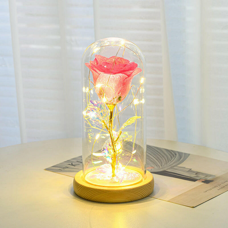 Valentines Day Gift  For Girlfriend Eternal Rose Flowers LED Light In Glass Cover Day Wedding Decoration Favors Mother Day Female Gift  Gift.