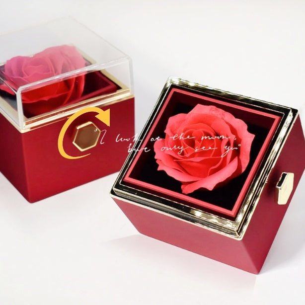 Rotating Soap Flower Rose Gift Box Creative Rotating Rose Jewelry Packaging Box Valentine's Day Gift For Women.