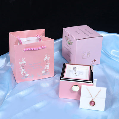 Rotating Soap Flower Rose Gift Box Creative Rotating Rose Jewelry Packaging Box Valentine's Day Gift For Women.