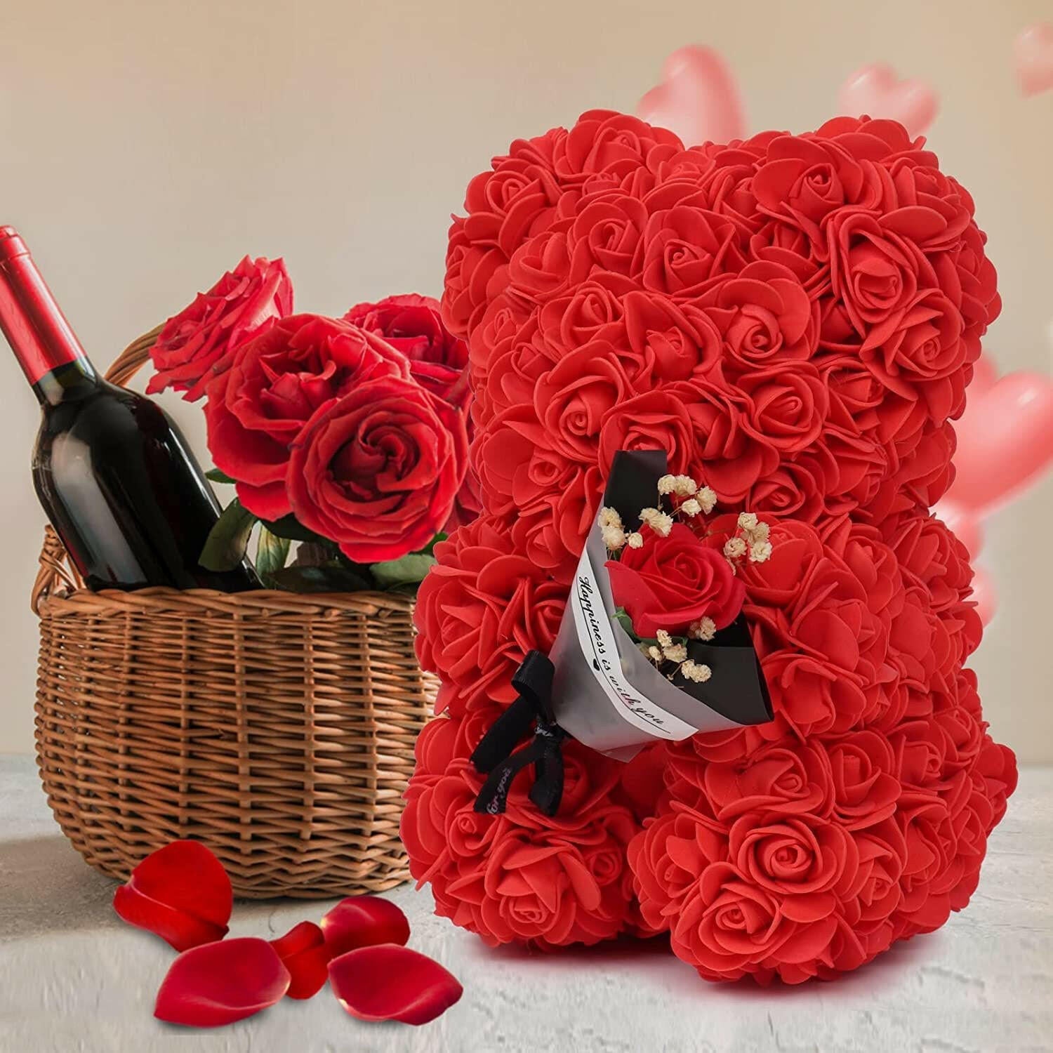 Rose Bear Preserved Fresh Flower Valentine's Day Birthday Gift.