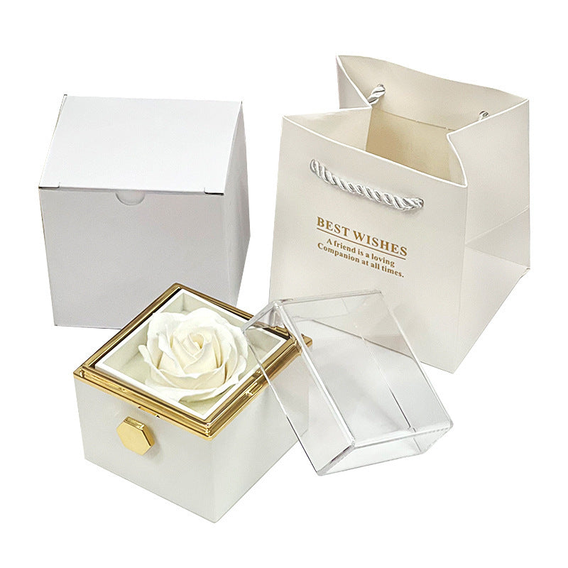 Rotating Soap Flower Rose Gift Box Creative Rotating Rose Jewelry Packaging Box Valentine's Day Gift For Women.